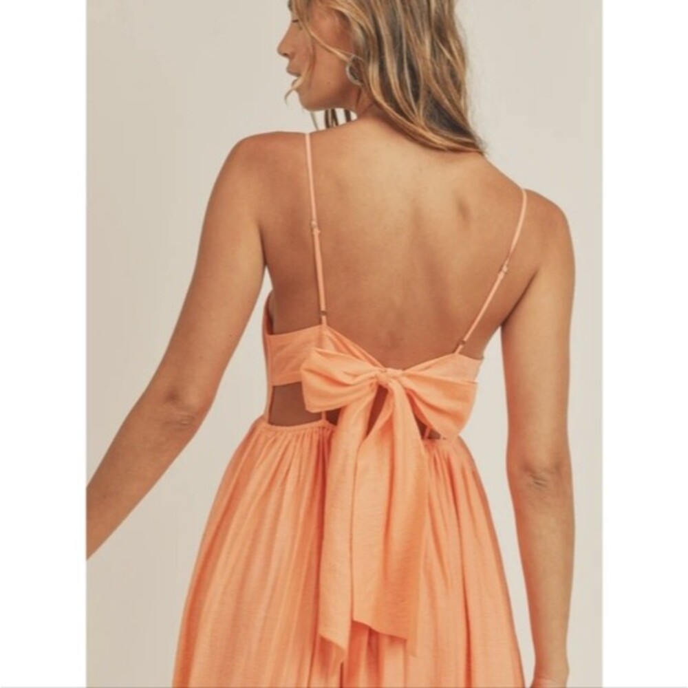 Mable Stella Orange Maxi A-Line Tie Back Dress - Picture 4 of 15